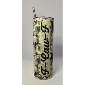 20 oz F-Caw-F Stainless Steel Tumbler with Lid, Straw